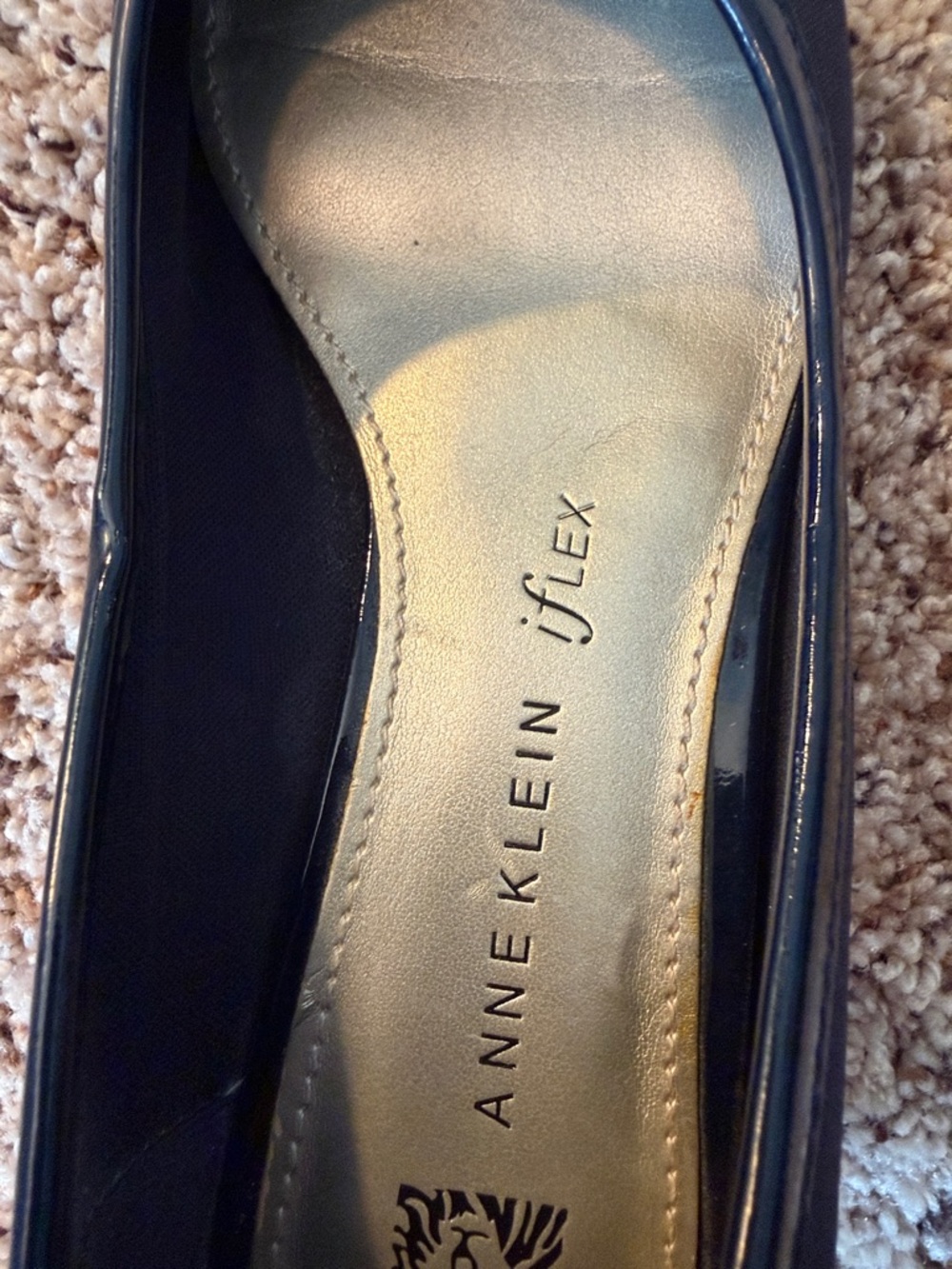 Anne Klein Navy Low Heel Pumps with Satin Buckle - Picture 7 of 9
